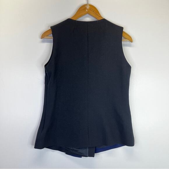 Osman Contrast Wrap Gathered top black navy blue - 8 - Picture 8 of 13